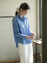 極上の柔らかさのコットン混紡長袖シャツ【刺繍デザイン・オーバーサイズ・女性用】