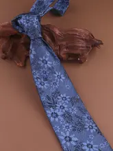 青い小花柄ネクタイ【ビジネス用・ハンドメイド・カジュアル】