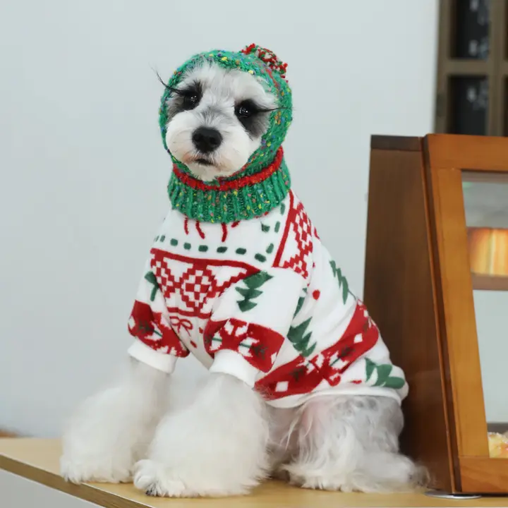 ペット用 中小型犬用 冬用フランネル衣服【厚手・クリスマスデザイン・テディベア・ポメラニアン・シュナウザー対応】