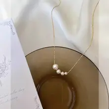 シンプルなパール風ペンダントネックレス【女性用・ロックボーンチェーン・高級感】