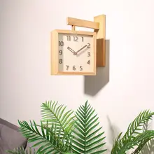 モダンデザインの木製両面掛け時計【静音・リビング用】