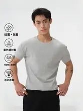 夏用クールTシャツ メンズ【日焼け防止・無地・抗菌・短袖】