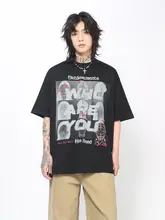 アメリカンヴィンテージ風 人物プリント コットン短袖Tシャツ【ユニセックス・フィット・夏用】