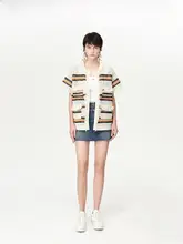 ニットカーディガン【配色デザイン・ウィンターニット】（セットアップ対応）