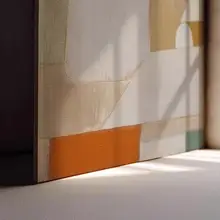 手描き油彩テクスチャーのカラーブロック玄関用アートパネル【現代的・ミニマル・抽象デザイン】
