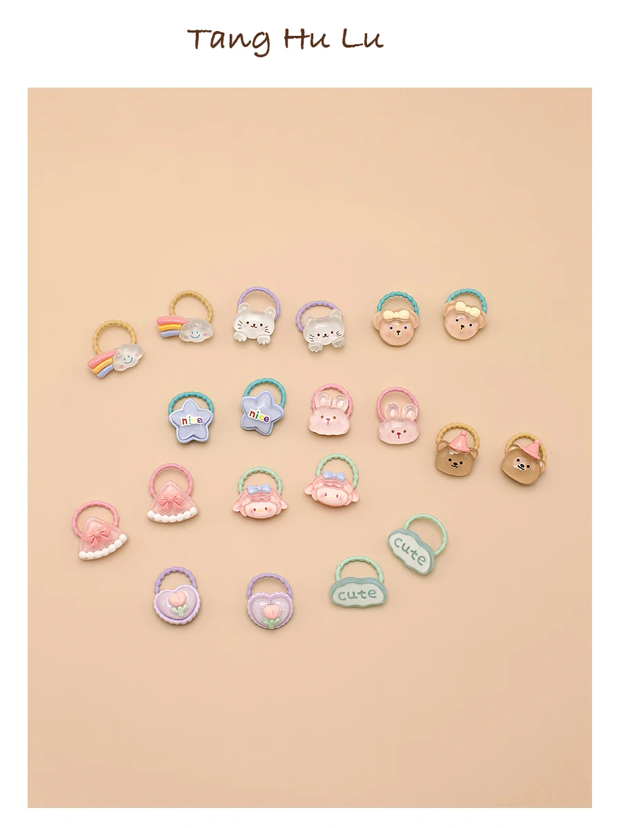 可愛らしいキャラクターのゴムヘアバンド：小サイズで赤ちゃんに適した安全なアレンジ