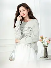手描きプリントのラフなTシャツ【レディース・春用・丸首・長袖】