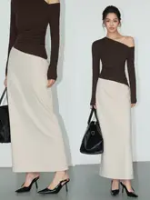 高級感ある厚手ストレートシルエットスカート【レディース・Aライン・中長丈・秋冬用】