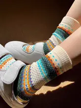 配色が美しい！粗い糸とフェアアイルのデザインのレトロスタイル厚手保温肌触りの良い秋冬ニット