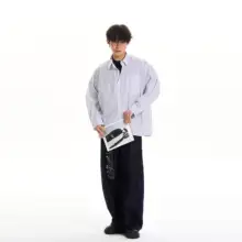 シャツジャケット ユニセックス ストライプ オーバーサイズ アメカジ ヴィンテージ きれいめ カジュアル 「J LONE」