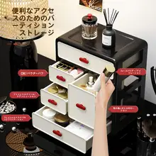 化粧品収納ボックス【引き出し式・仕切り付き・多層整理キャビネット】