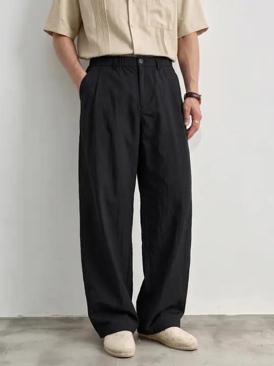 高級感あふれる軽量パンツ【メンズ・ストレートカット・通気性・クールタッチ】（セットアップ対応）