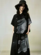 JfYanYan かわいい海のウサギデザイン 短袖シャツとダブルレイヤーのフラワーバルーンスカートセット