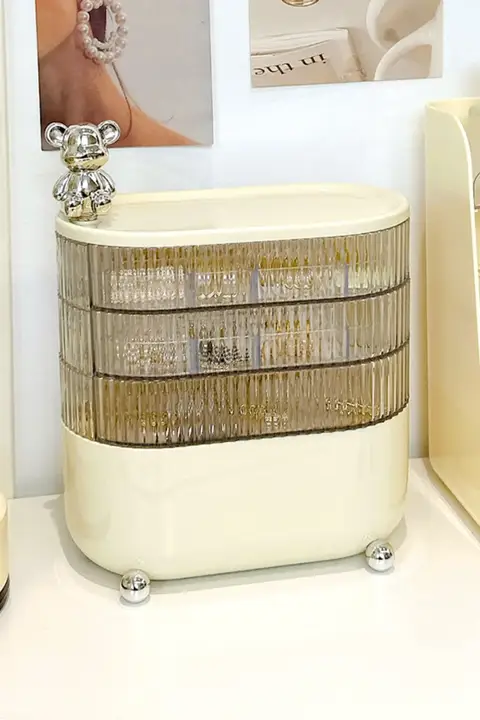 透明多層の収納ボックス【アクセサリー・イヤリング・ネックレス・リング用・回転式】