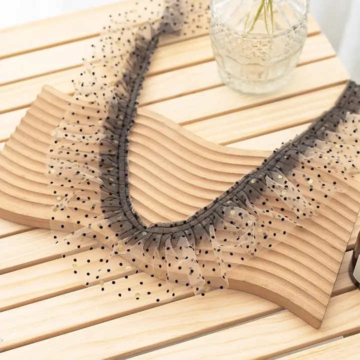 極上の柔らかさのドット柄レース刺繍生地【DIY用・ぬいぐるみ服飾】