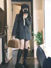 春用通勤スーツジャケット【韓国風・カジュアル・Aラインスカート・2ピース】（セットアップ対応）