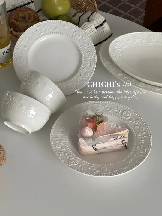 フランス風 エンボス加工の陶器食器【シンプルデザイン・家庭用・高級感のある器】（セットアップ対応）