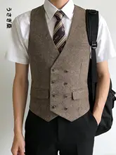 ダブルボタンデザインのメンズノースリーブベスト【シンプル・クラシックスタイル】