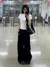 高身長向け ブラックワイドパンツ【春用・アメリカンスタイル・フィット】（セットアップ対応）