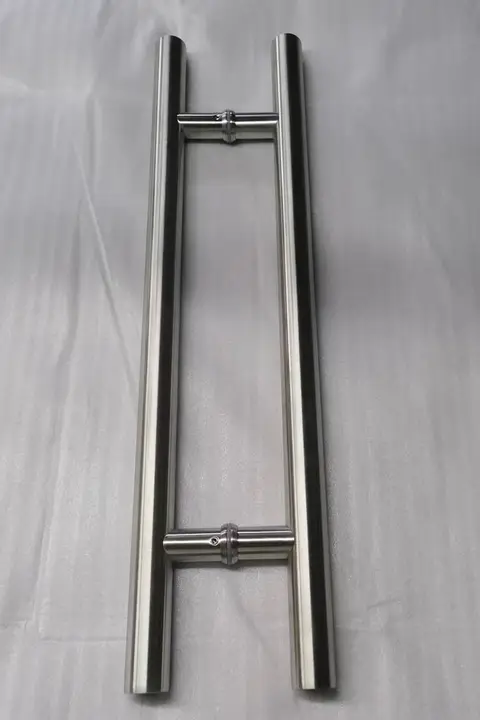 304ステンレス製 ガラスドア用引き手【ダブルドア・バリアフリー設計・シャワールーム用】