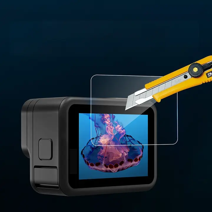 GoPro 対応 強化ガラスフィルム【全表示画面保護・前後全カバー・高透明度】