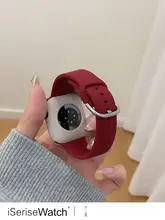 秋冬対応の赤いシリコンバンド【カラーコンビ・Apple Watch用・女性向け・スポーツスタイル】