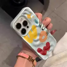 カラフルなイエロー背景のカートン風デザインiPhoneケース【WOW英文・iPhone対応・衝撃吸収】