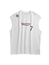 アメリカンスタイルのプリント丸首タンクトップ【メンズ・夏用・極上の柔らかさ・ゆったりシルエット】