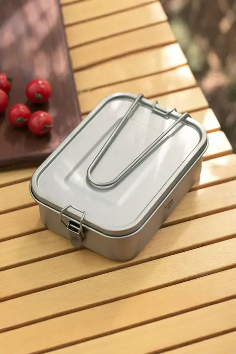 Tiartisan 純チタン製 四角いお弁当箱【密閉型・アウトドア用・携帯便利】