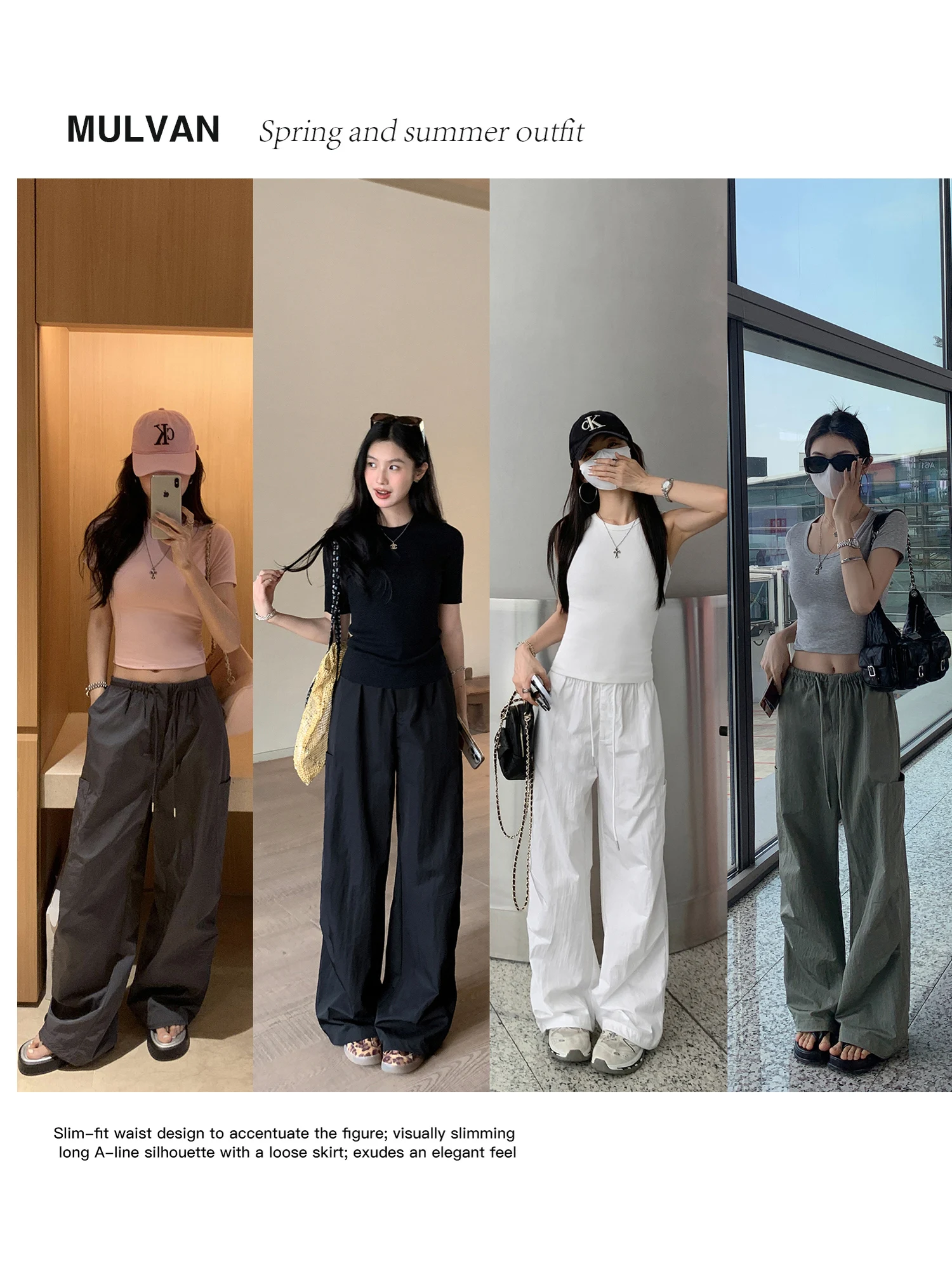 ワークスタイル パラシュートパンツ：港式工装スタイルの女性向けテーパードパンツ