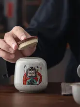 JOJO'S L. PD. 茶葉用 セラミック密閉缶【小サイズ・鐘馗デザイン】