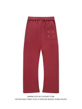 深紅色のカジュアルパンツ【フィット・春秋用・ストレート】