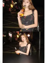 フラワープリントキャミソールワンピース【夏用・ウエストシェイプ・レトロ・Aライン・小柄対応】