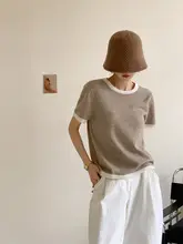 ショートスリーブMAX白鹅绒セーター【クルーネック・カラーブロック・  シンプルデザイン・秋冬用】（セットアップ対応）