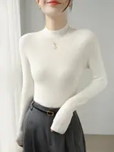 厚手ニットハイネックトップス【ウール混・グレー・秋冬用・リブ編み】