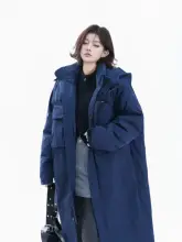 長袖フード付きコットンコート【多ポケット・膝下丈・暖かい・カジュアル】
