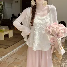 極上の柔らかさ 竹節コットン 蝶結び付き ショートカーディガン【薄手・UVカット】