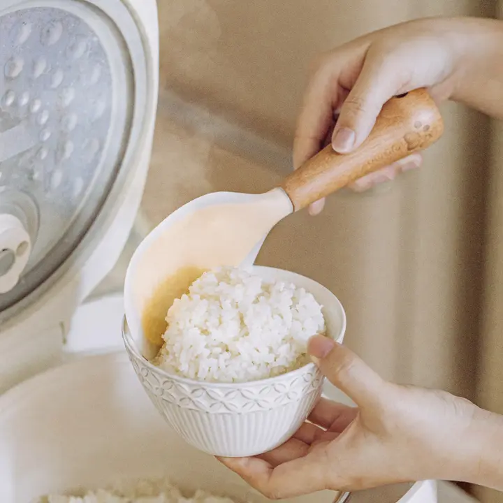 高温対応シリコン製立てられるごはんしゃもじ【ノンスティック・炊飯器用】