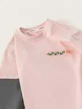 春向けカジュアルな子供用Tシャツ【キャラクター柄・コットン・カラーコンビネーション・長袖】（セットアップ対応）