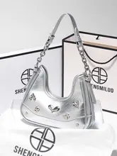 ショルダーバッグ レディース シルバー 半月型 上品 おしゃれ 誕生日プレゼント