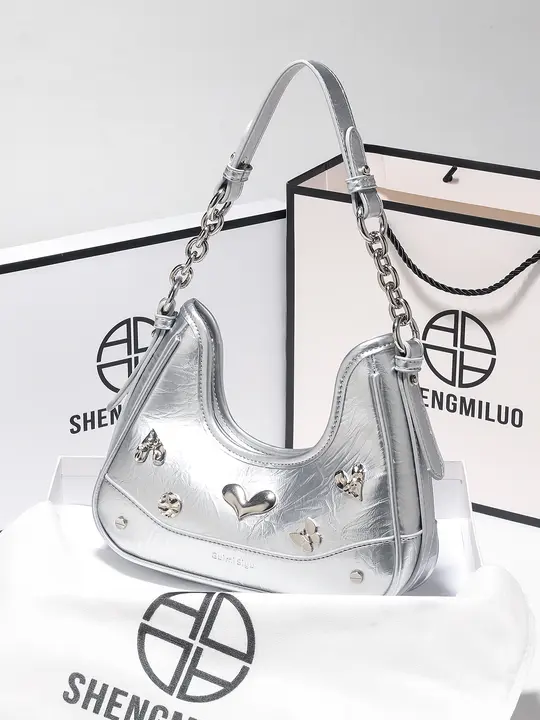 ショルダーバッグ レディース シルバー 半月型 上品 おしゃれ 誕生日プレゼント
