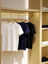 極上の柔らかさの夏用メンズ丸首半袖Tシャツ【シル  クコットン使用】