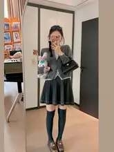 ニットプリーツウールミニスカート【高腰・ウエストゴム・女性用】