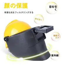 自動調光全顔保護ヘルメット用アーク溶接面罩【高所作業用】