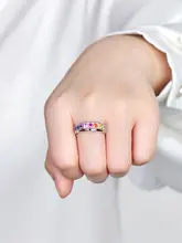 カラフルなサファイアのリング【925純銀製・18Kホワイトゴールドコーティング・精巧なデザイン】