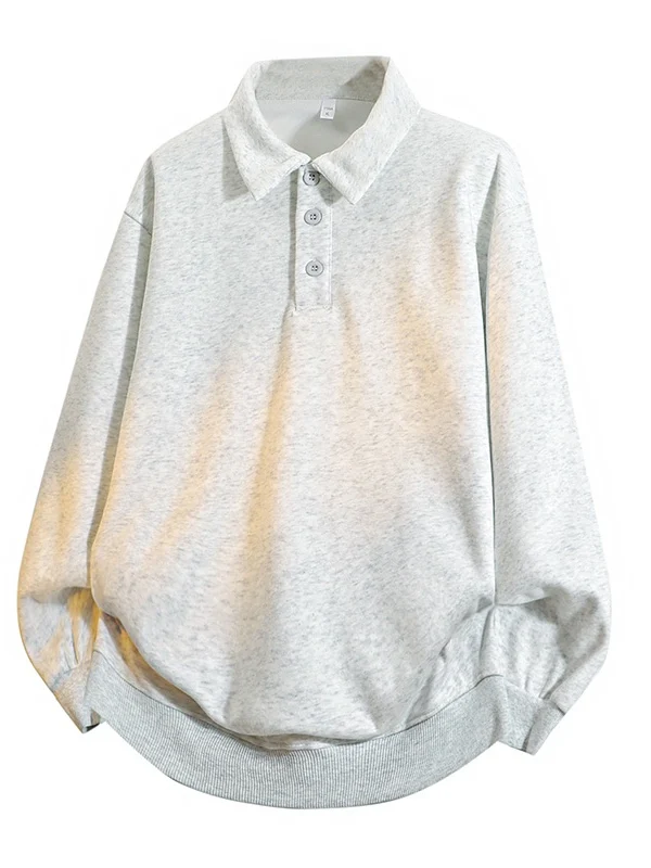 重厚感のあるポロシャツ型スウェット【秋春用・男性用・ゆったりデザイン】