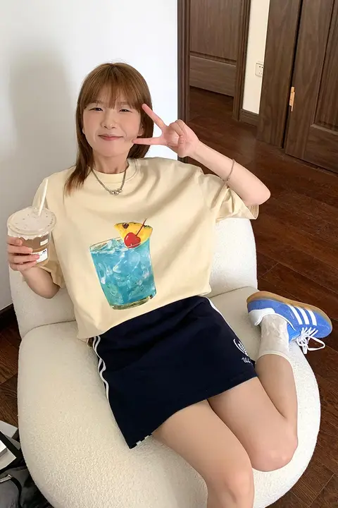 夏季のアメリカンスタイル 半袖Tシャツ【クリエイティブプリント・ルーズフィット・トレンドデザイン】