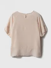 真丝ランタンスリーブ短袖Tシャツ【ラウンドネック・ルーズフィット・シルク100%】