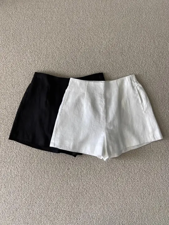 ショートパンツ レディース ホワイト コットンリネン ハイウエスト Aライン ワイドシルエット カジュアル きれいめ 上品 韓流 甘辛MIX