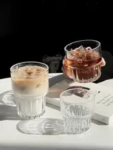スタッキング可能なオーストラリア風ガラスコーヒーカップ【アイスラテ・デザインカップ・ドリンク用】
